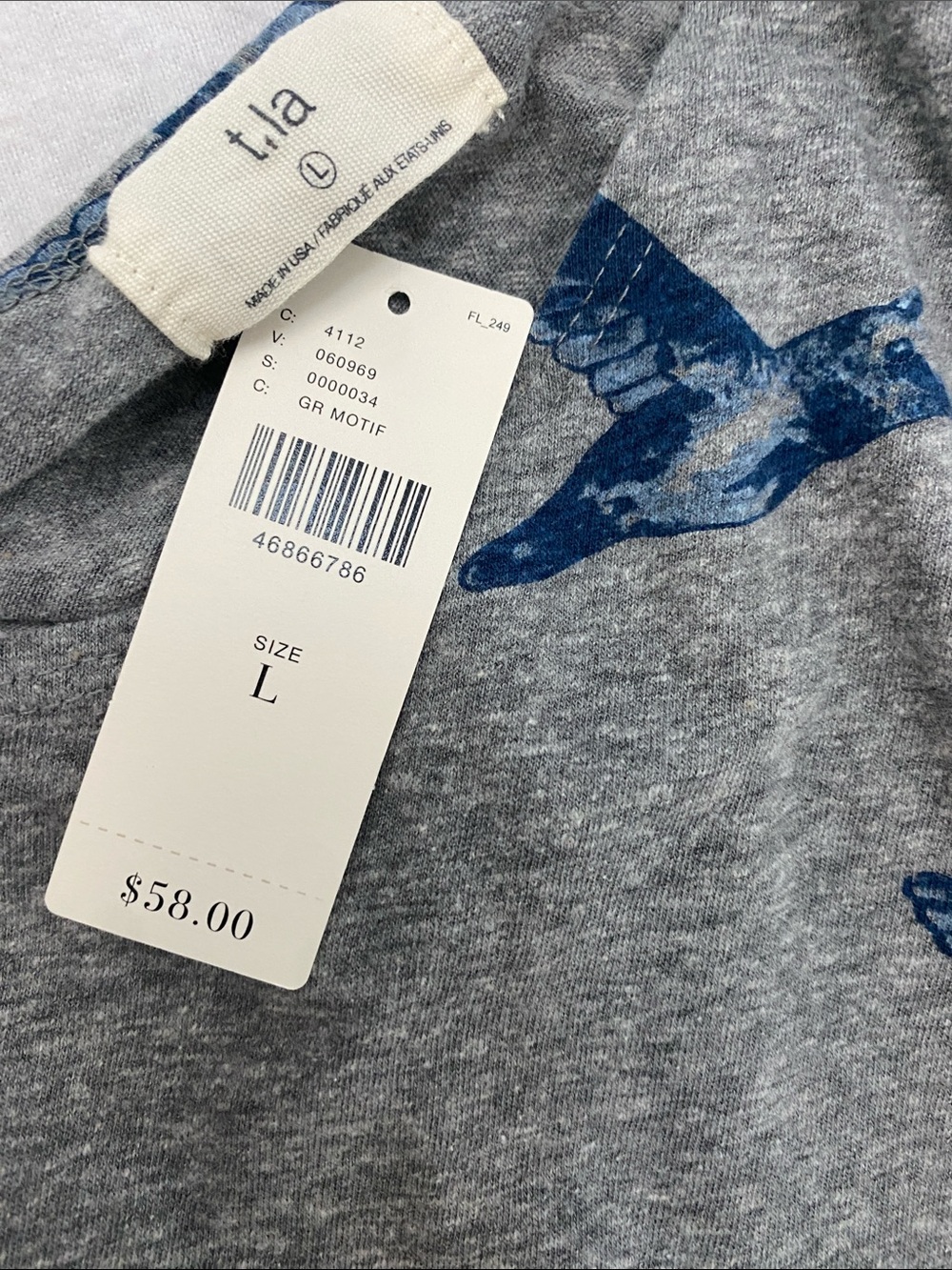 Anthropologie Top by t.la with back detail and Hummingbird print - Picture 5 of 6